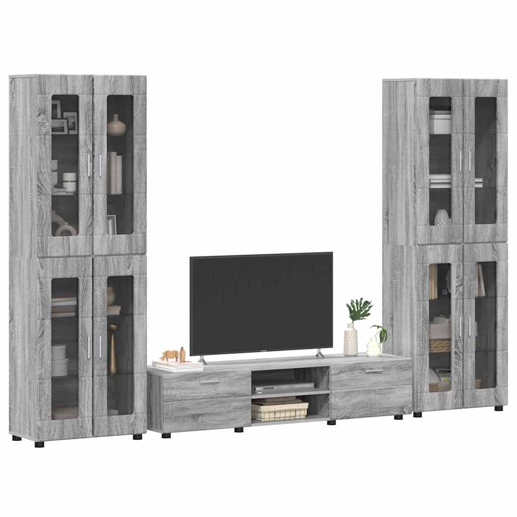 Set mobile TV con porta FLORIN Grigio Sonoma Legno multistrato