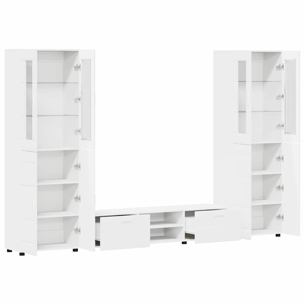 Set mobile TV con cassetto FLORIN Bianco Legno multistrato