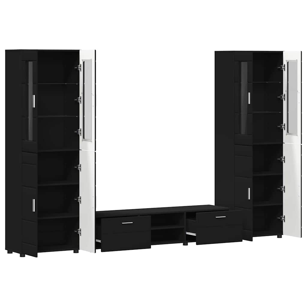 Set mobile TV con cassetto FLORIN Nero Legno multistrato