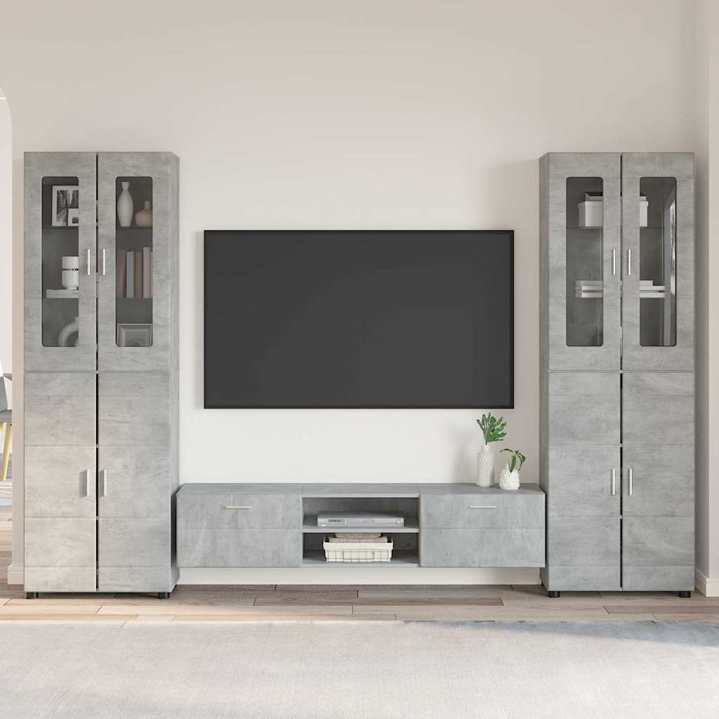 Set mobile TV con porta FLORIN Grigio cemento Legno multistrato
