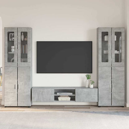 Set mobile TV con porta FLORIN Grigio cemento Legno multistrato