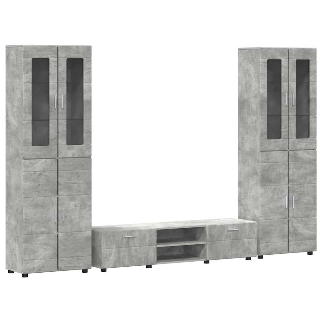 Set mobile TV con porta FLORIN Grigio cemento Legno multistrato