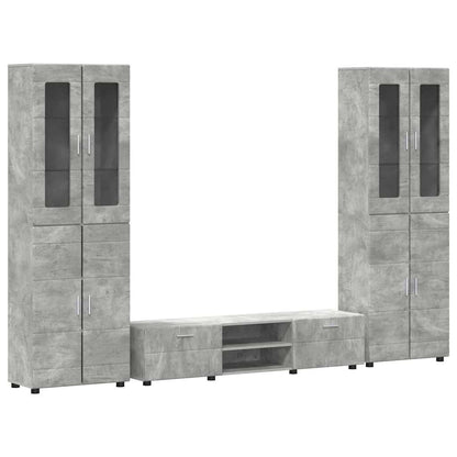 Set mobile TV con porta FLORIN Grigio cemento Legno multistrato