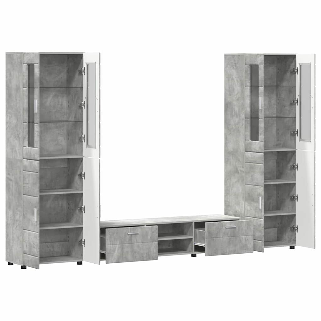 Set mobile TV con porta FLORIN Grigio cemento Legno multistrato