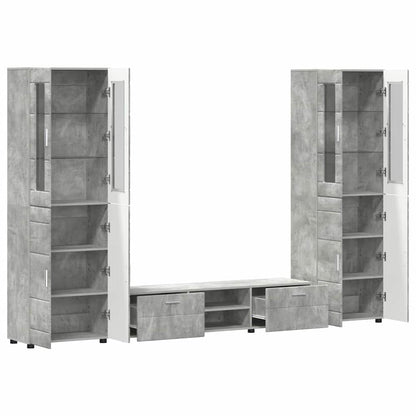 Set mobile TV con porta FLORIN Grigio cemento Legno multistrato