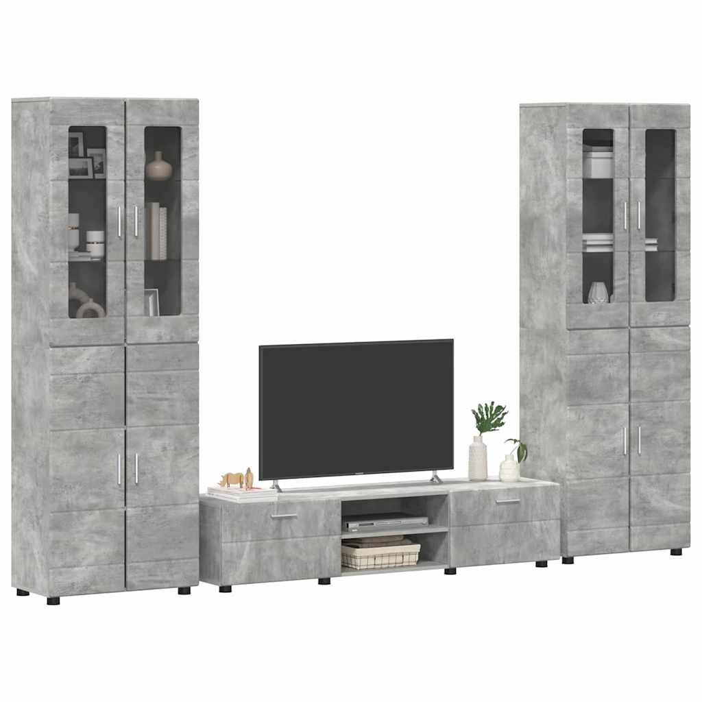Set mobile TV con porta FLORIN Grigio cemento Legno multistrato