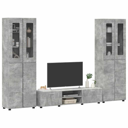 Set mobile TV con porta FLORIN Grigio cemento Legno multistrato