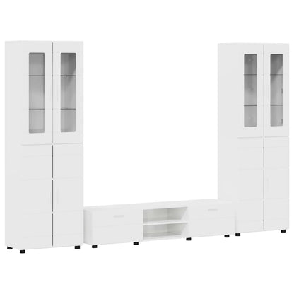 Set mobile TV con porta FLORIN Bianco Lucido Legno multistrato