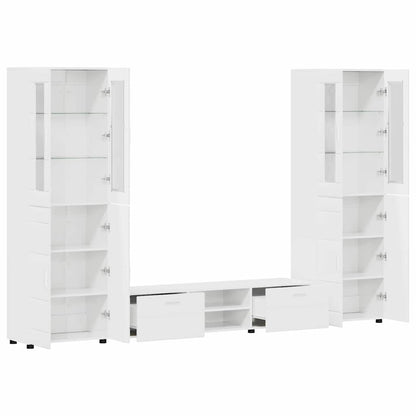 Set mobile TV con porta FLORIN Bianco Lucido Legno multistrato