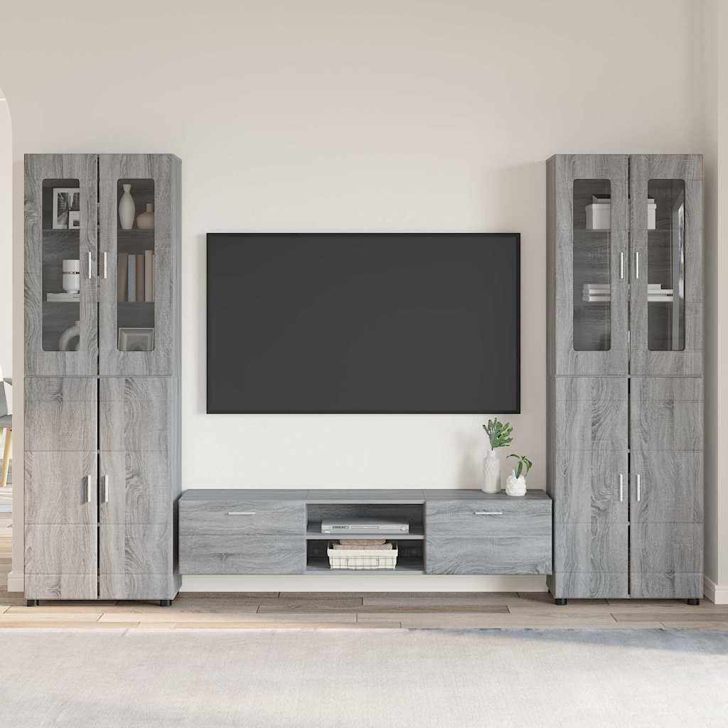 Set mobile TV con porta FLORIN Grigio Sonoma Legno multistrato