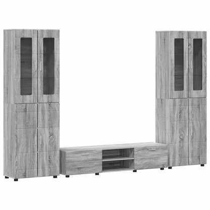 Set mobile TV con porta FLORIN Grigio Sonoma Legno multistrato