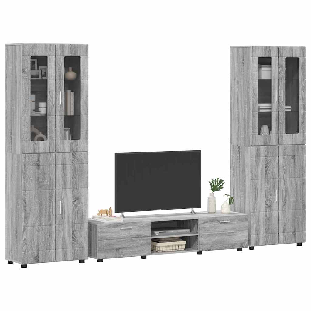 Set mobile TV con porta FLORIN Grigio Sonoma Legno multistrato