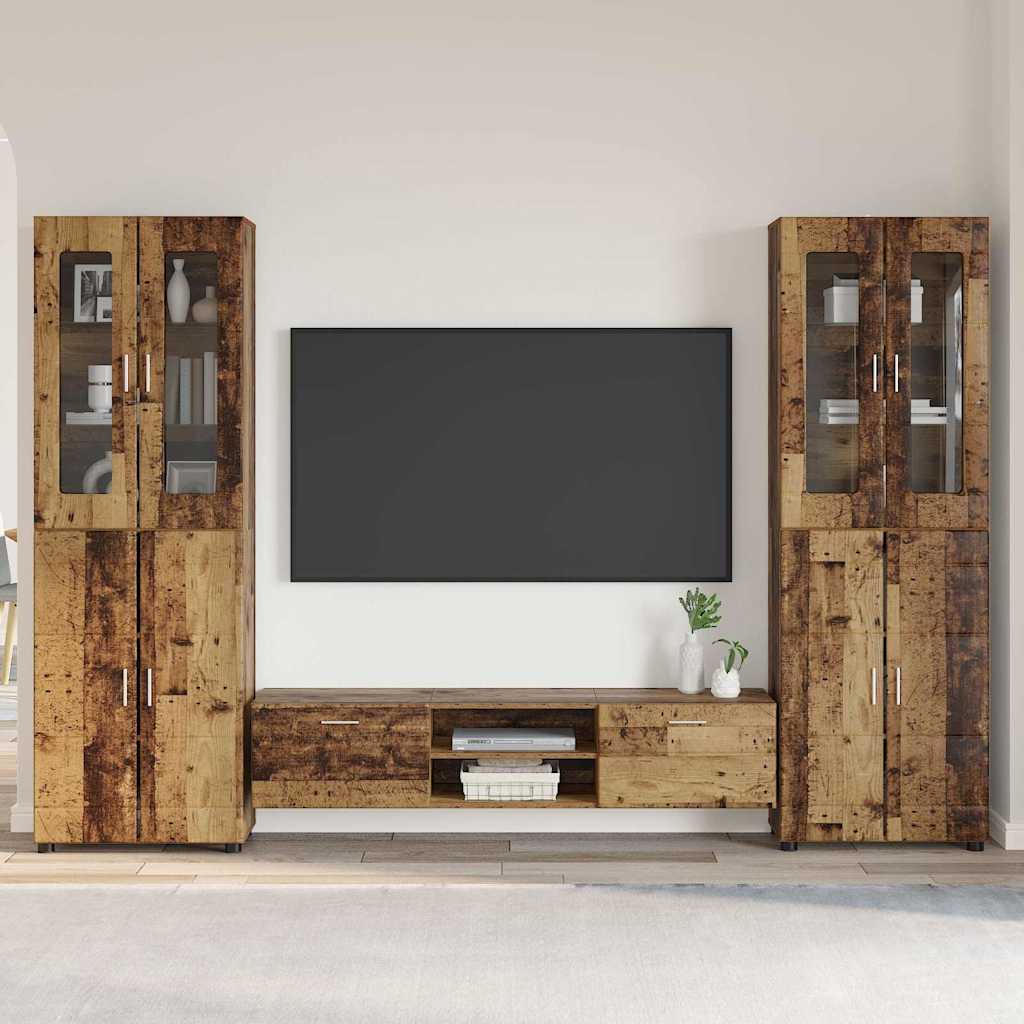 Set mobile TV con porta FLORIN Legno vecchio Legno multistrato