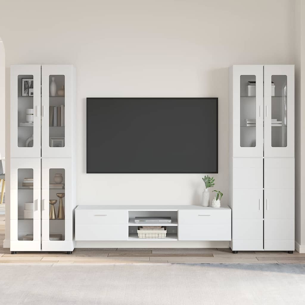 Set mobile TV con cassetto FLORIN Bianco Legno multistrato