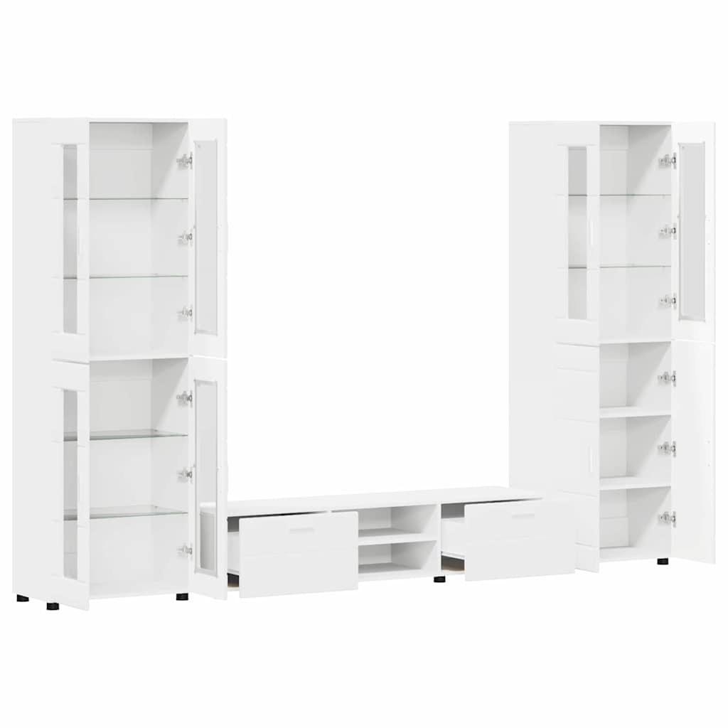 Set mobile TV con cassetto FLORIN Bianco Legno multistrato