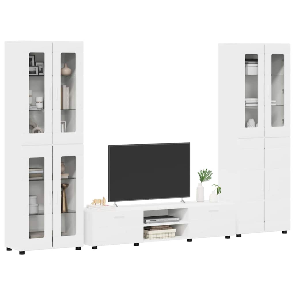 Set mobile TV con cassetto FLORIN Bianco Legno multistrato