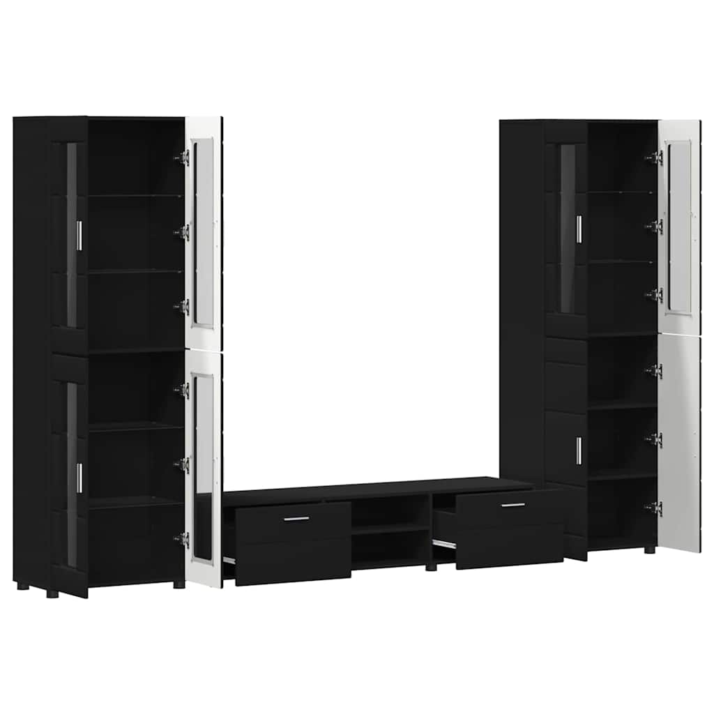 Set mobile TV con cassetto FLORIN Nero Legno multistrato