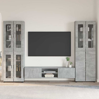 Set mobile TV con porta FLORIN Grigio cemento Legno multistrato