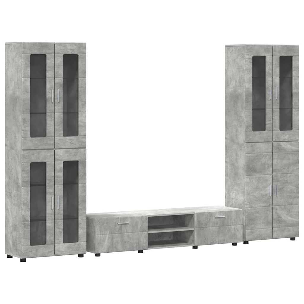 Set mobile TV con porta FLORIN Grigio cemento Legno multistrato