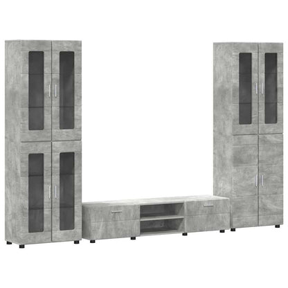 Set mobile TV con porta FLORIN Grigio cemento Legno multistrato