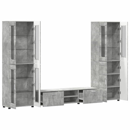 Set mobile TV con porta FLORIN Grigio cemento Legno multistrato