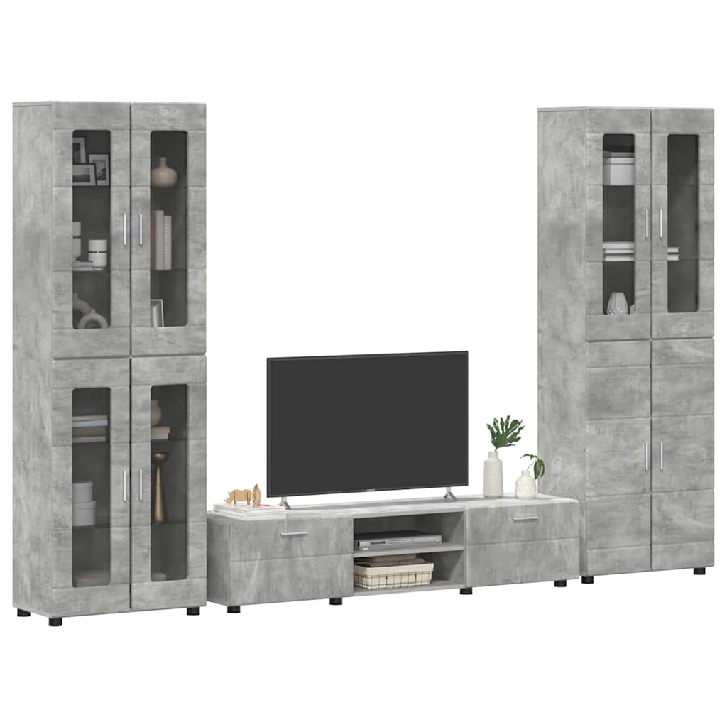 Set mobile TV con porta FLORIN Grigio cemento Legno multistrato