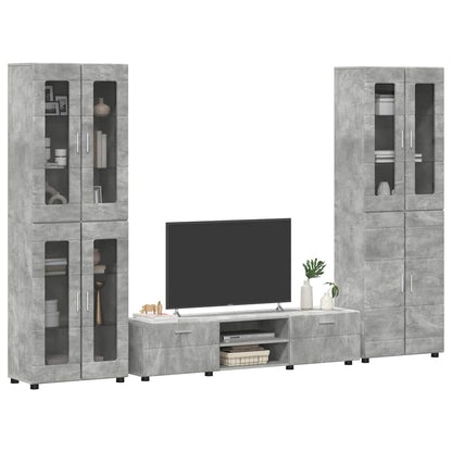 Set mobile TV con porta FLORIN Grigio cemento Legno multistrato