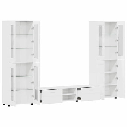 Set mobile TV con porta FLORIN Bianco Lucido Legno multistrato