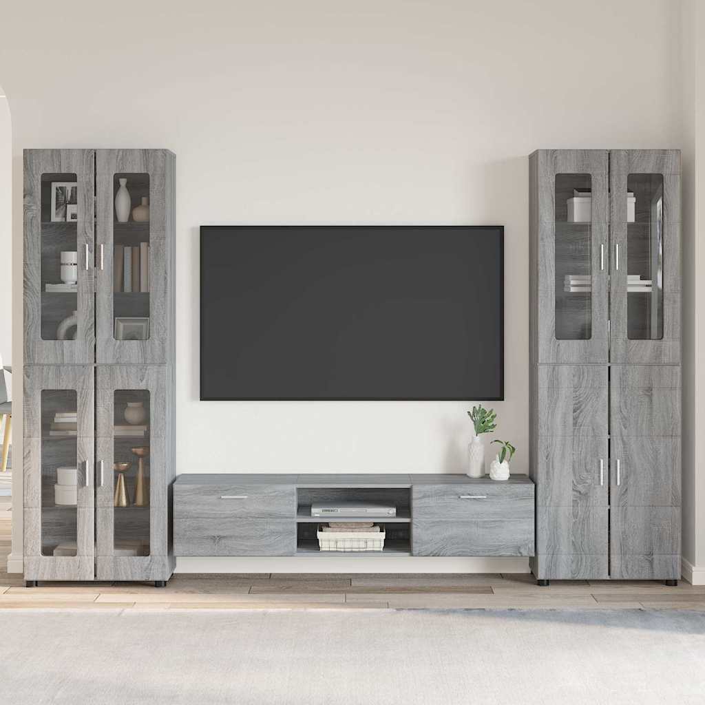 Set mobile TV con porta FLORIN Grigio Sonoma Legno multistrato