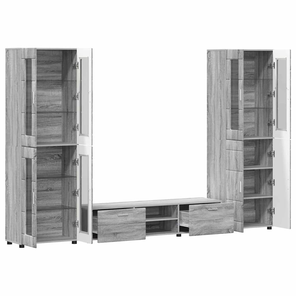 Set mobile TV con porta FLORIN Grigio Sonoma Legno multistrato