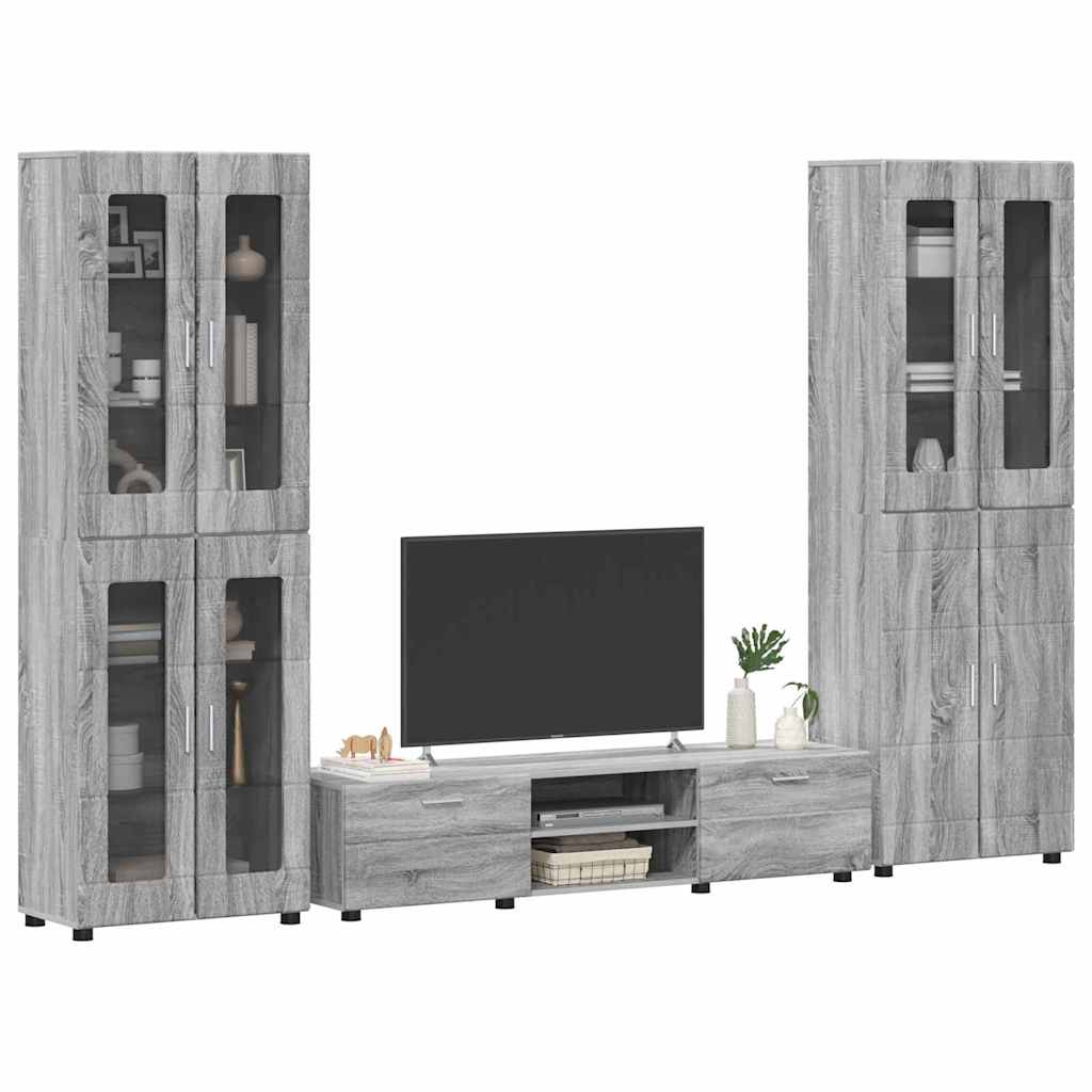 Set mobile TV con porta FLORIN Grigio Sonoma Legno multistrato