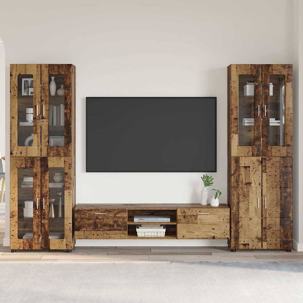 Set mobile TV con porta FLORIN Legno vecchio Legno multistrato