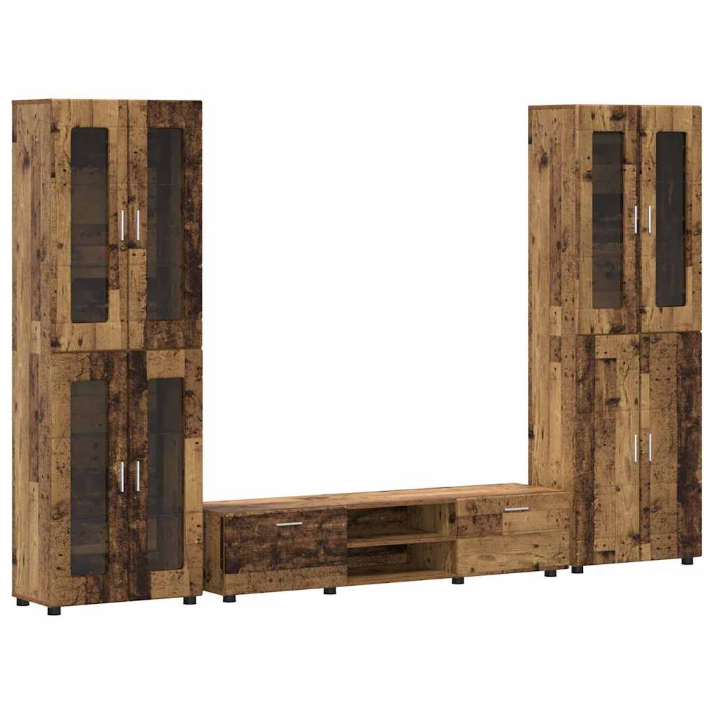 Set mobile TV con porta FLORIN Legno vecchio Legno multistrato