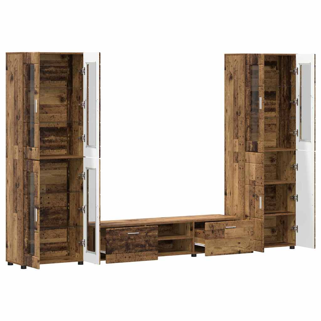 Set mobile TV con porta FLORIN Legno vecchio Legno multistrato