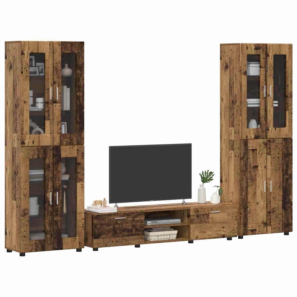 Set mobile TV con porta FLORIN Legno vecchio Legno multistrato