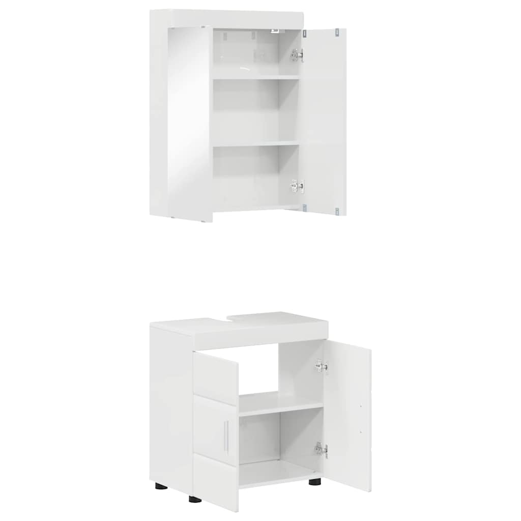 Set di mobili per il bagno con lo scaffale TULUM Bianco Lucido