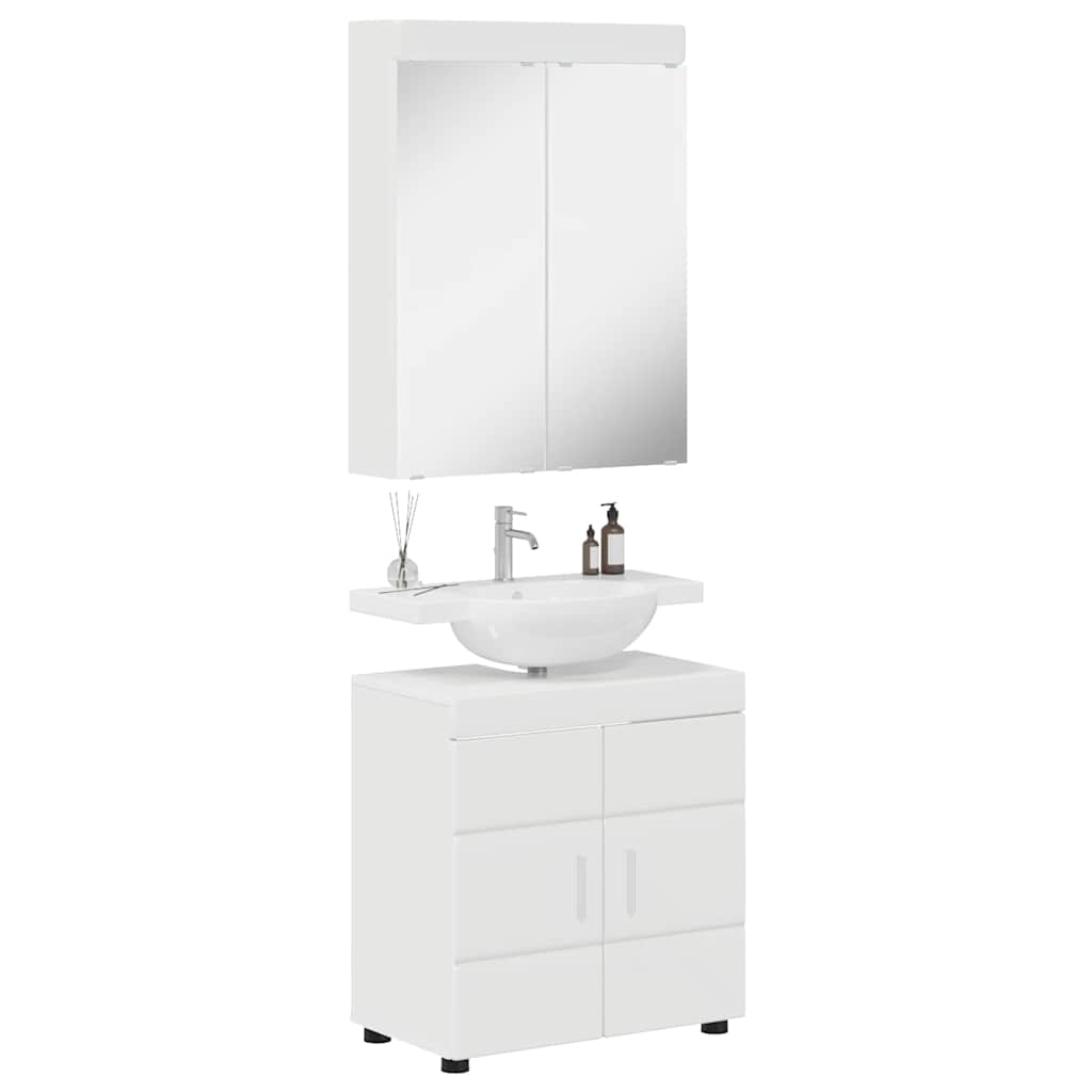 Set di mobili per il bagno con lo scaffale TULUM Bianco Lucido