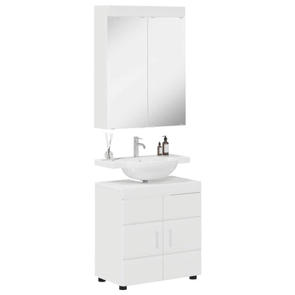 Set di mobili per il bagno con lo scaffale TULUM Bianco Lucido