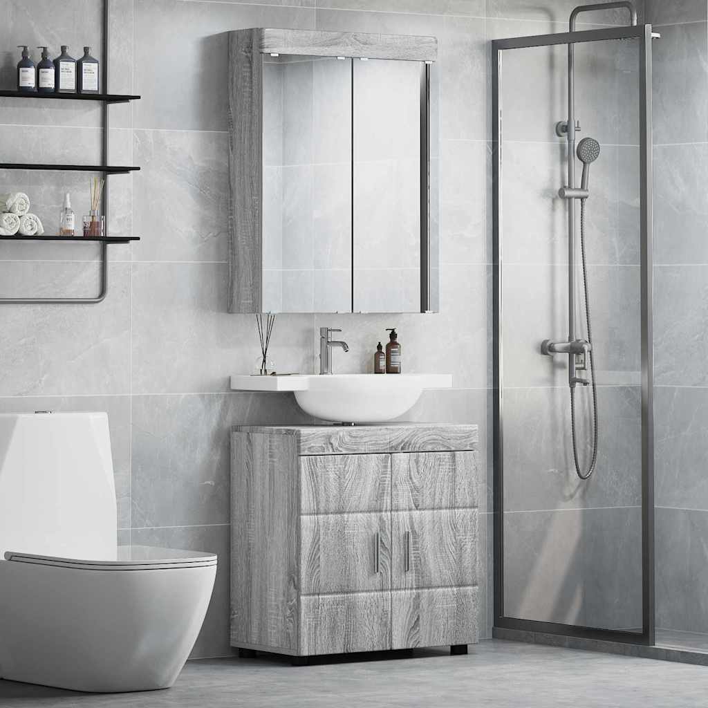 Set di mobili per il bagno con lo scaffale TULUM Grigio Sonoma
