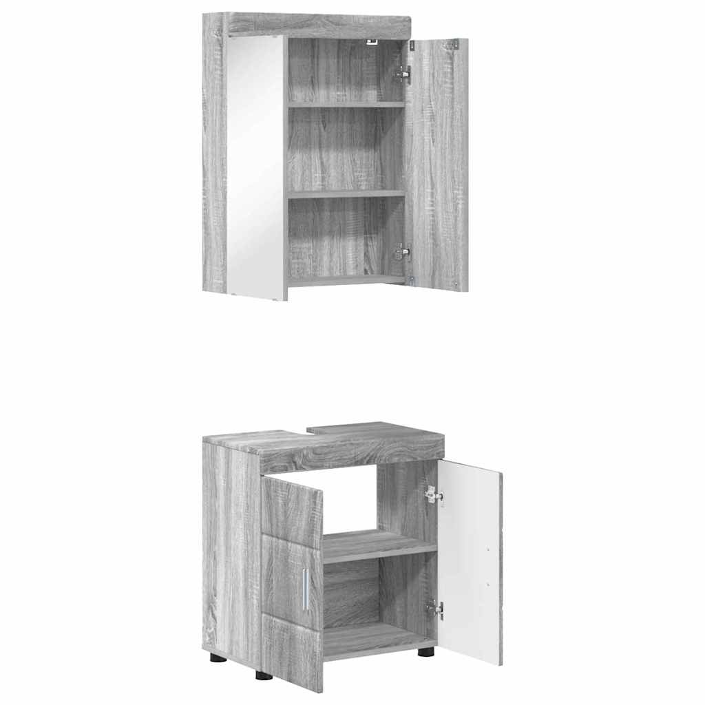 Set di mobili per il bagno con lo scaffale TULUM Grigio Sonoma