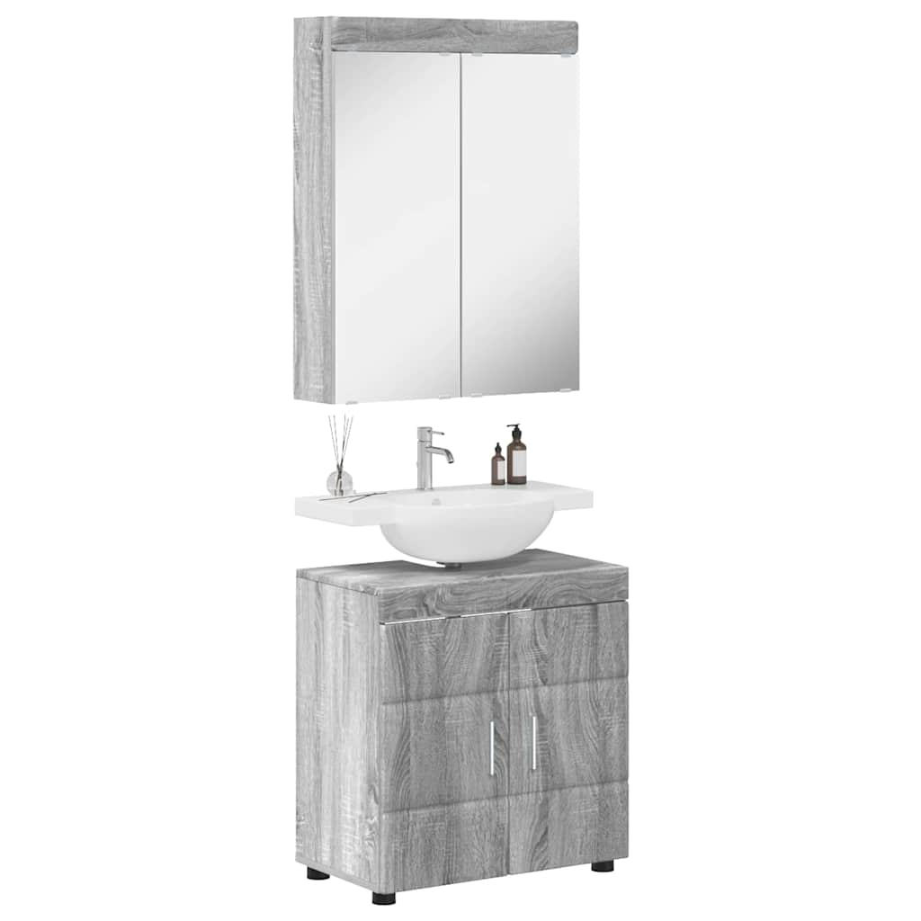 Set di mobili per il bagno con lo scaffale TULUM Grigio Sonoma