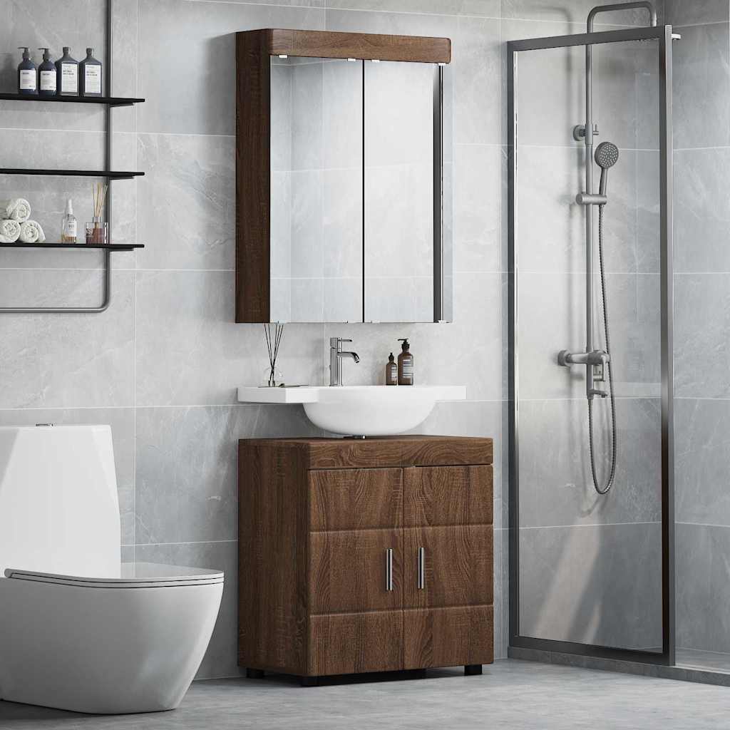 Set di mobili per il bagno con lo scaffale TULUM Rovere Marrone