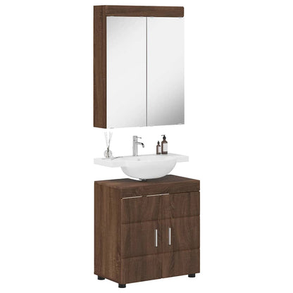 Set di mobili per il bagno con lo scaffale TULUM Rovere Marrone