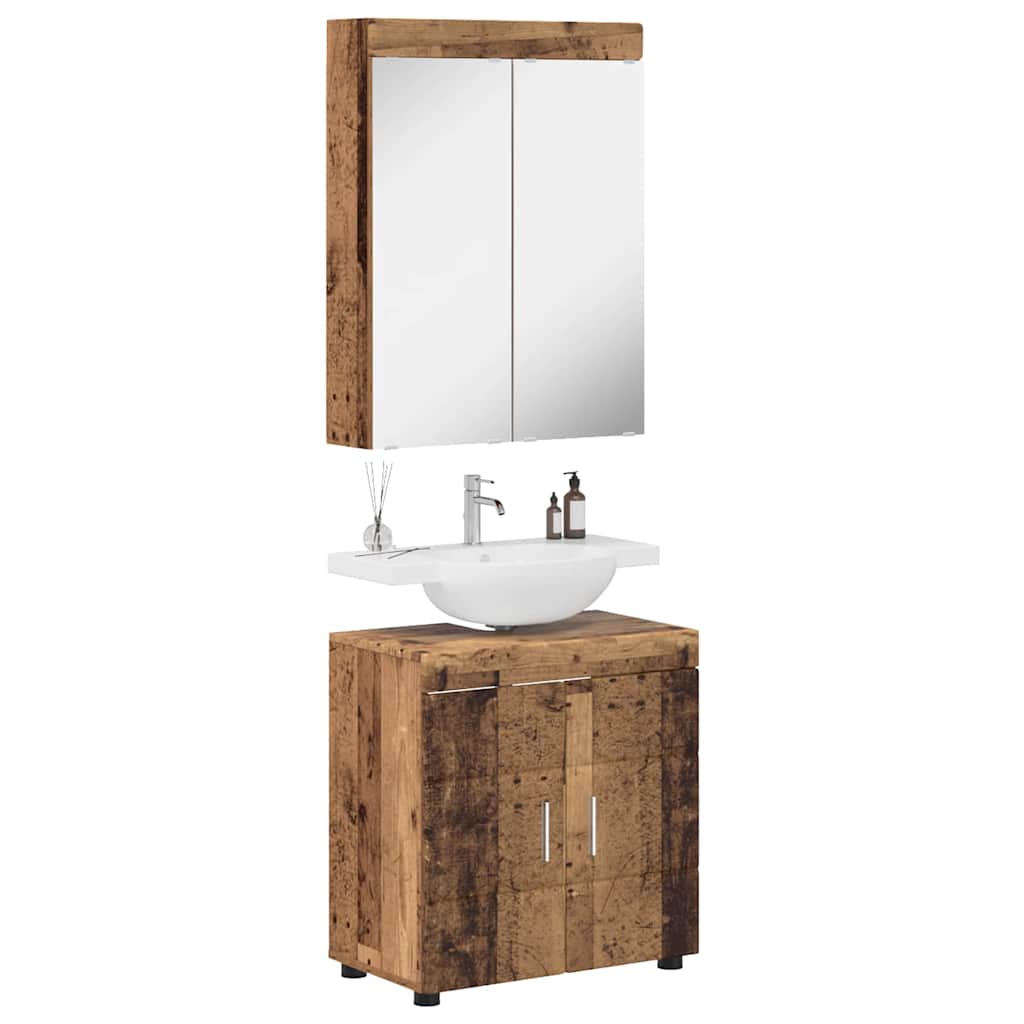 Set di mobili per il bagno con lo scaffale TULUM Legno vecchio