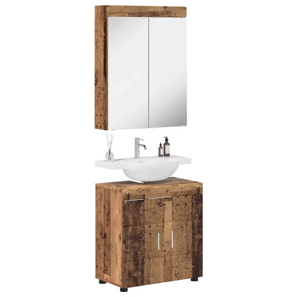 Set di mobili per il bagno con lo scaffale TULUM Legno vecchio