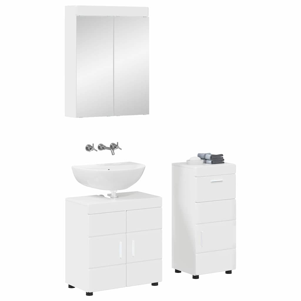 Set di mobili per il bagno con cassetto TULUM Bianco Lucido