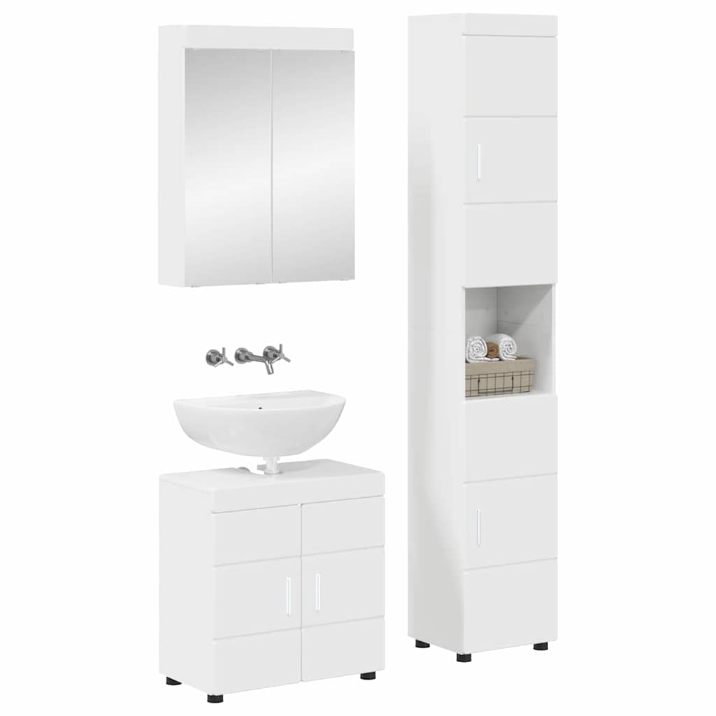Set di mobili per il bagno con lo scaffale TULUM Bianco Lucido