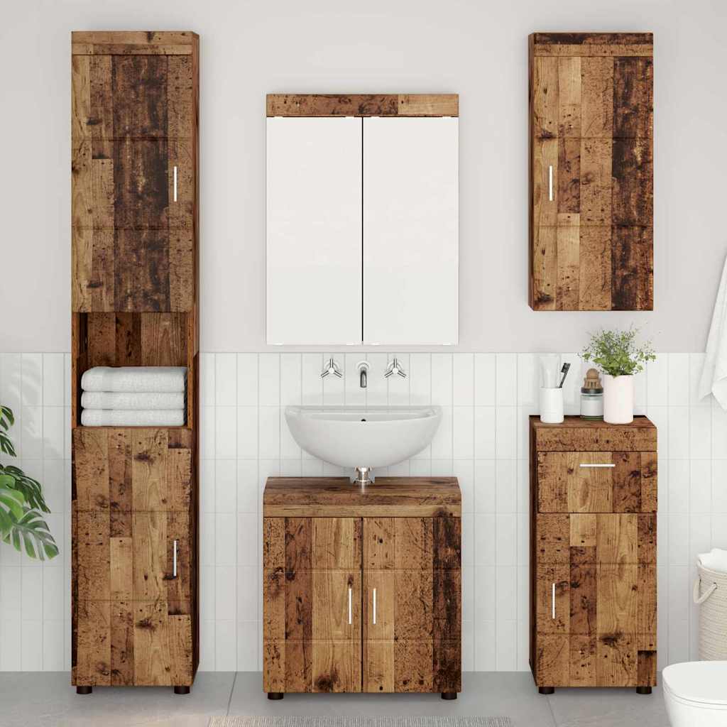 Set di mobili per il bagno con cassetto TULUM Legno vecchio