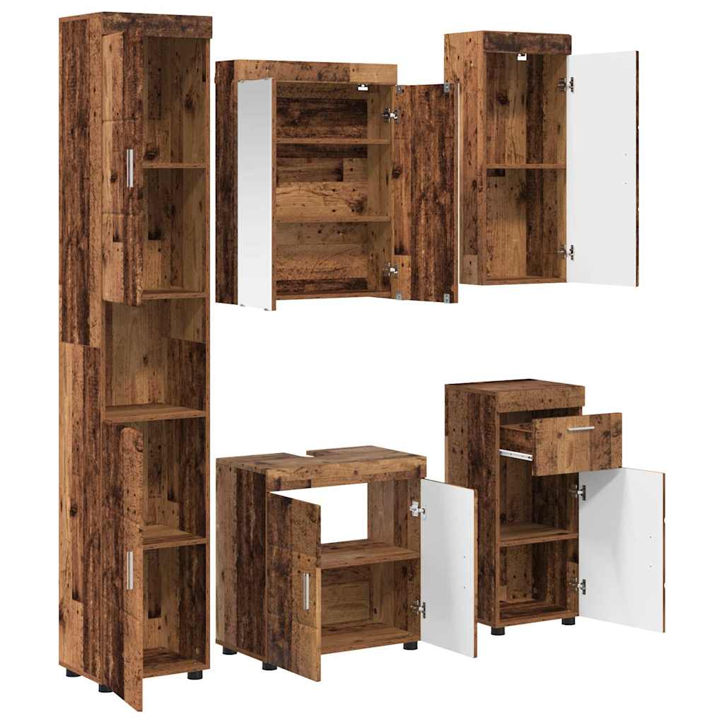Set di mobili per il bagno con cassetto TULUM Legno vecchio
