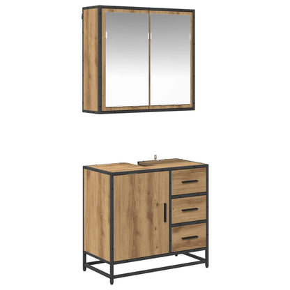 Set di mobili per il bagno con porta 2 pcs Rovere artigianale